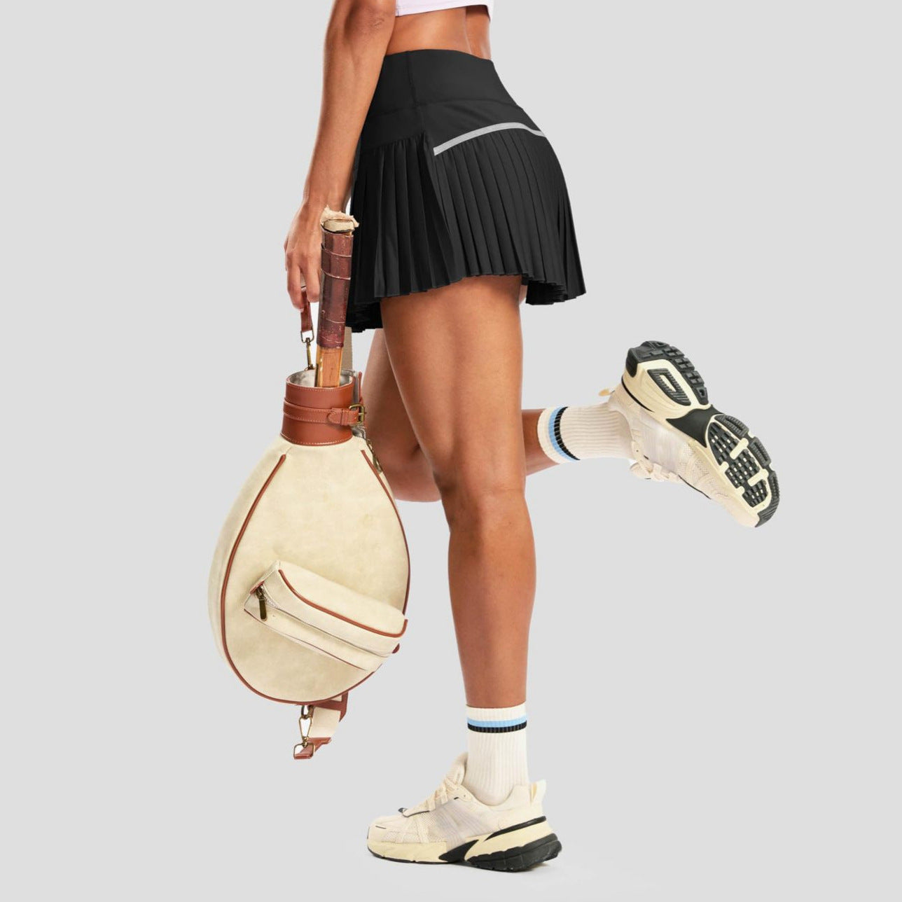 Damen Sportlicher Plisseerock mit integrierten Shorts R&B
