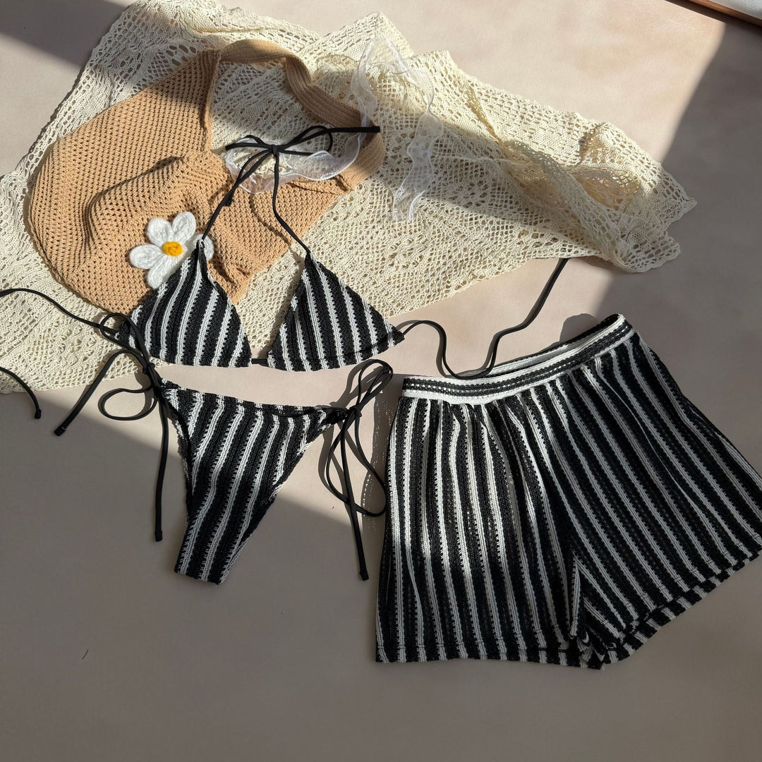 Damen Triangel-Bikini-Set mit modischem Hosenrock R&B
