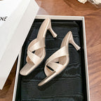 Damen elegante Sandalen mit gekreuztem Riemendesign und erhöhtem Absatz R&B