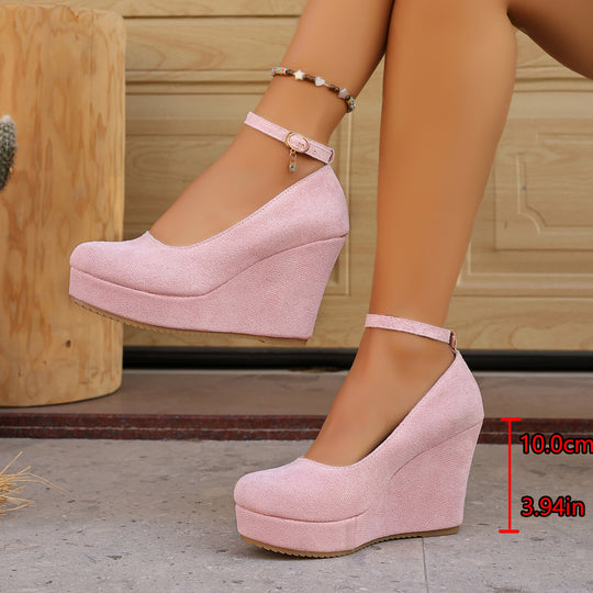 Damen Wedge-Pumps mit dekorativem Riemchen und exzellentem Fußbett R&B