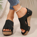 Damen Plateau-Pantoletten mit modischem Cut-Out-Design und rutschfester Korksohle R&B
