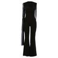 Damen Eleganter Jumpsuit mit Drapierung und weiter Beinführung R&B