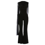 Damen Eleganter Jumpsuit mit Drapierung und weiter Beinführung R&B