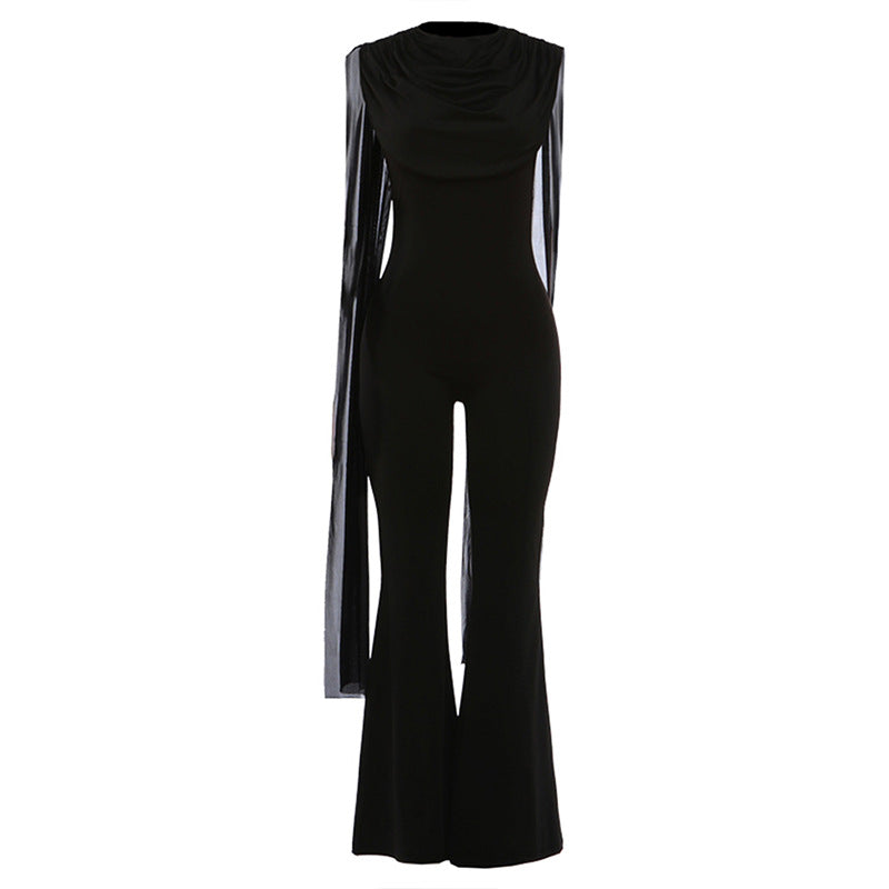 Damen Eleganter Jumpsuit mit Drapierung und weiter Beinführung R&B