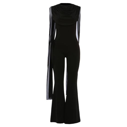 Damen Eleganter Jumpsuit mit Drapierung und weiter Beinführung R&B