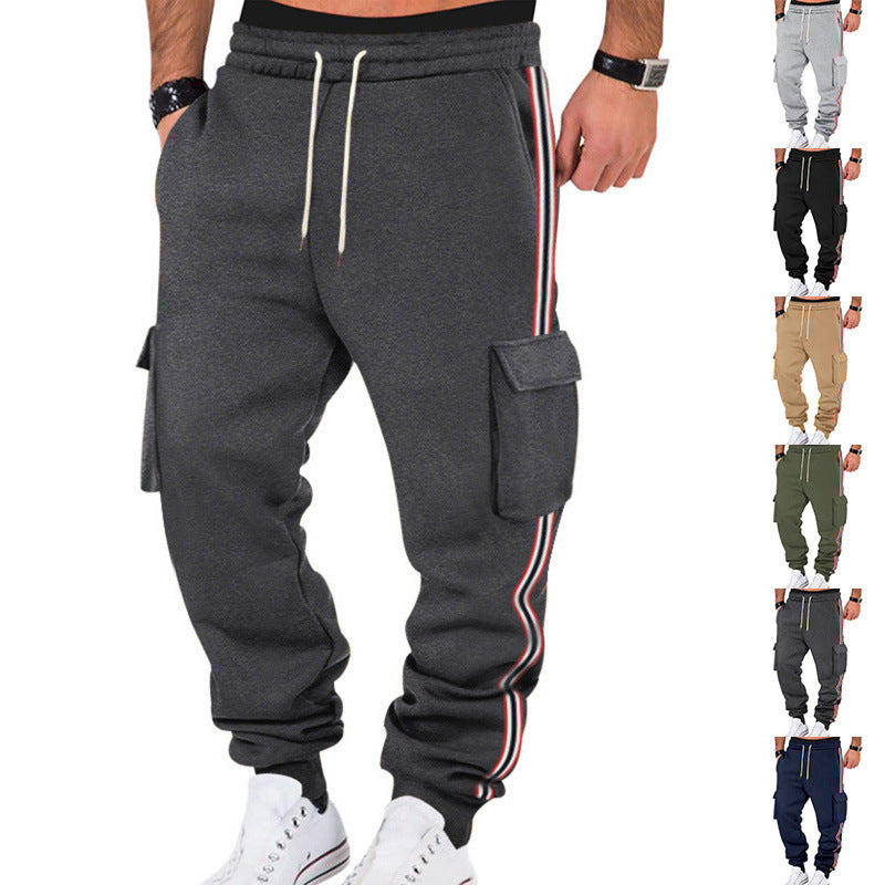Herren nan sportliche Cargojogginghose mit Kordelzug und Klappentaschen R&B