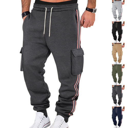 Herren nan sportliche Cargojogginghose mit Kordelzug und Klappentaschen R&B