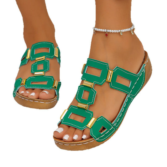 Damen Sandalen mit modischen Zierelementen und bequemem Fußbett R&B
