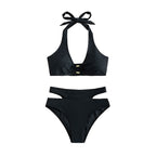 Damen Triangel-Bikini mit hohem Bund und cut-out Details