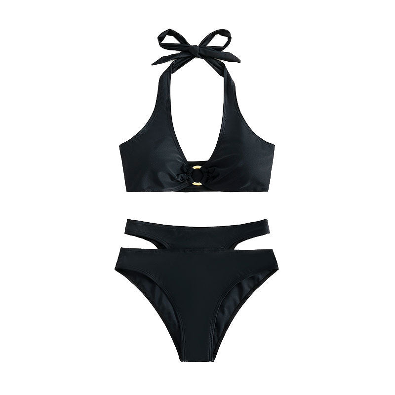 Damen Triangel-Bikini mit hohem Bund und cut-out Details