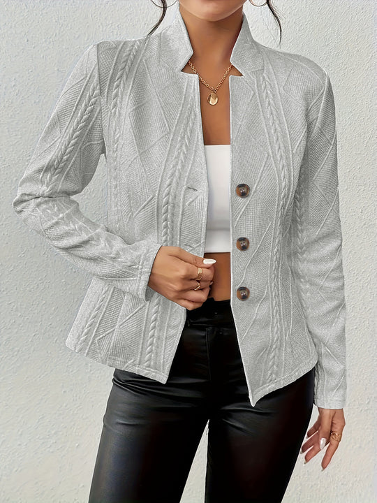 Damen Strickjacke mit modernem Zopfmuster und eleganten Knopfdetails R&B