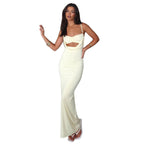 Damen Elegantes Cut-Out Maxikleid R&B