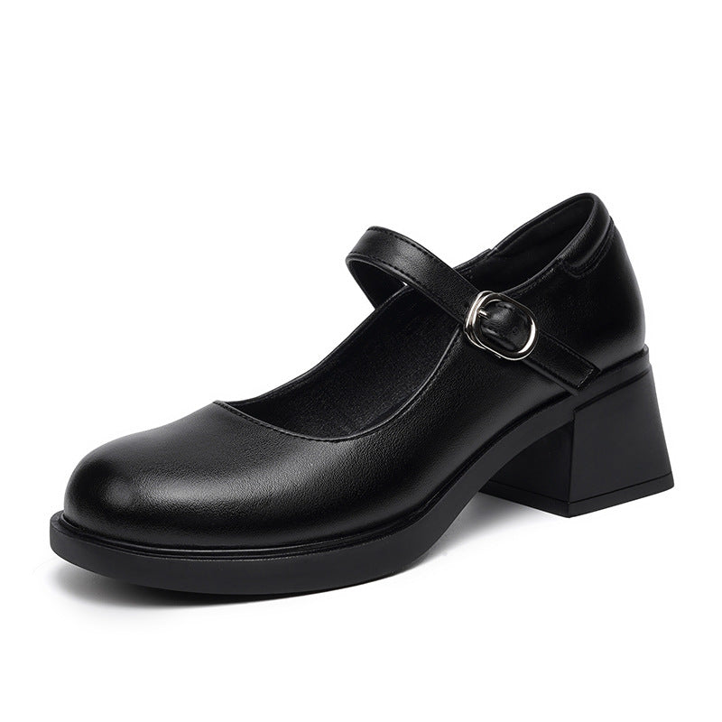 Damen Elegante Blockabsatz Ballerinas mit verstellbarem Riemen R&B
