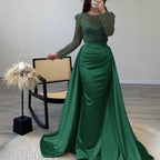 Damen Abendkleid mit funkelndem Paillettenoberteil und elegantem Satinrock EB