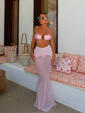 Damen Bandeau-Bikini mit fließendem Maxi-Rock R&B