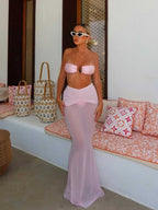 Damen Bandeau-Bikini mit fließendem Maxi-Rock R&B