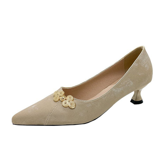 Damen elegante Spitze Pumps mit floralem Schmuckdetail R&B
