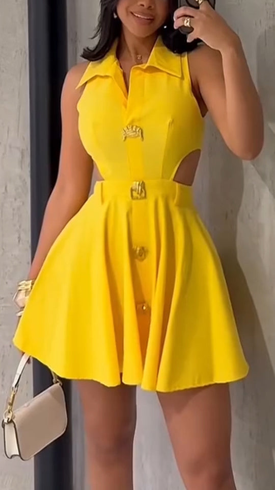 Damen Chic Kleids mit dekorativen Knopfdetails und modernem Schnitt R&B