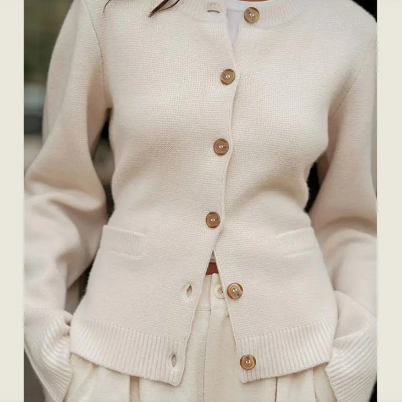 Damen Elegante Strickjacke mit weitem Schnitt und Knopfdetails R&B