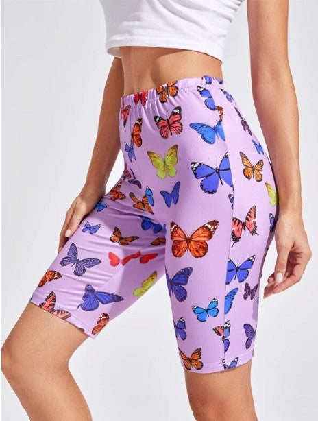 Damen Radhosen mit buntem Schmetterlingsdruck R&B
