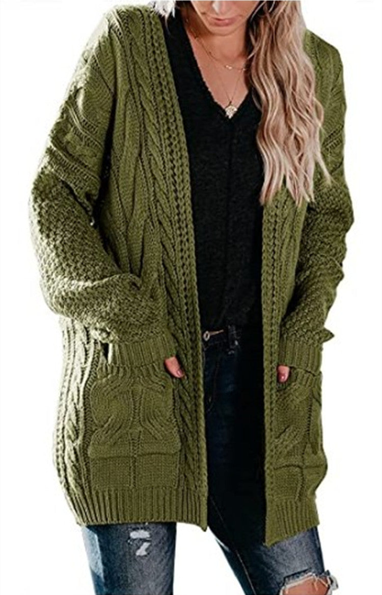 Damen Grobstrickjacke mit tiefen Taschen und strukturiertem Kabelmuster R&B