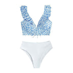 Damen Triangel-Bikini-Set mit Rüschen und raffiniertem Tiermuster R&B