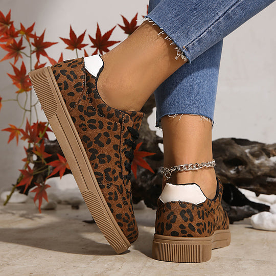 Damen Sneakers im attraktiven Leopardenmuster mit atmungsaktiver Oberflächenstruktur R&B