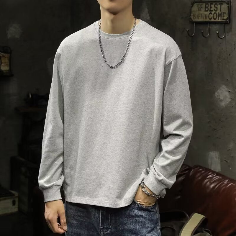 Herren lässiger Langarmshirt aus hochwertiger Baumwolle mit bequemer Passform R&B