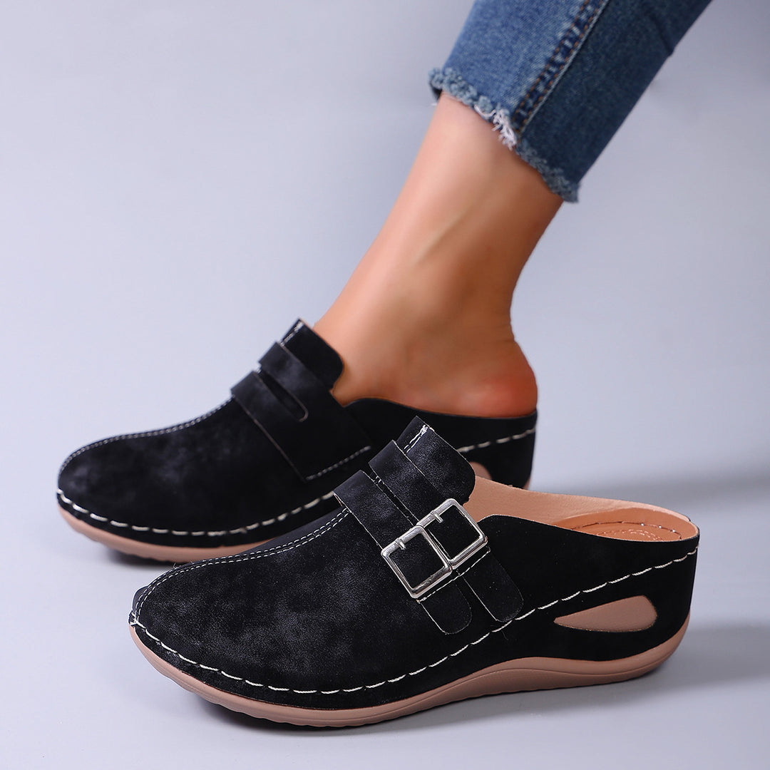 Damen Komfortable Clogs mit verstellbarem Doppelschnallenverschluss R&B