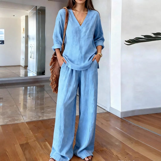 Damen Bequeme Leinen-Hose mit lässigem Schnitt und praktischen Taschen R&B