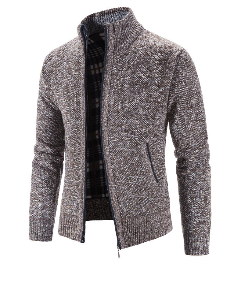 Herren Strickjacke mit strukturiertem Muster und hohem Stehkragen R&B