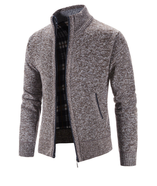 Herren Strickjacke mit strukturiertem Muster und hohem Stehkragen R&B