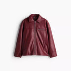 Damen modische Kunstlederjacke mit elastischem Saum und modernem Schnitt R&B
