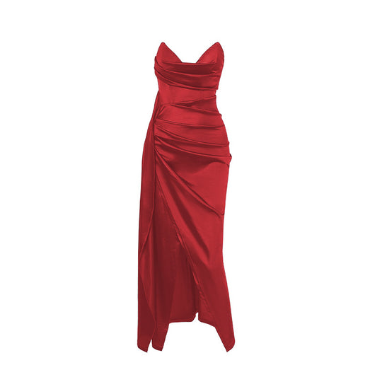 Damen figurbetontes Abendkleid mit asymmetrischem Saum und elegantem Schnitt R&B
