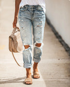 Damen Destroyed Boyfriend Jeans mit lässigen Details R&B