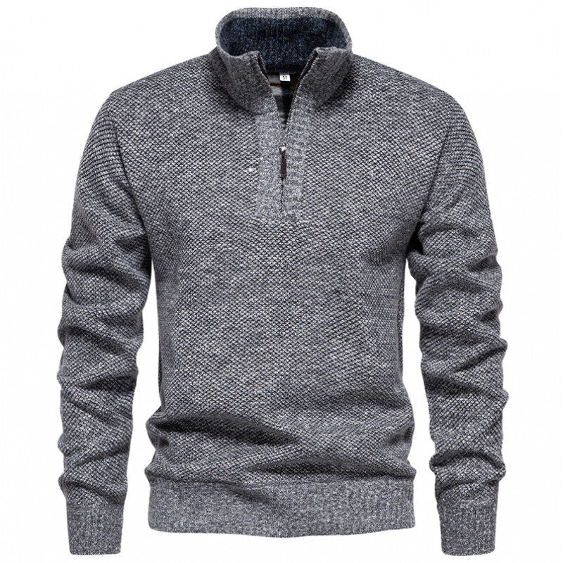 Herren Hochwertiger Pullover mit Stehkragen und Reißverschluss R&B