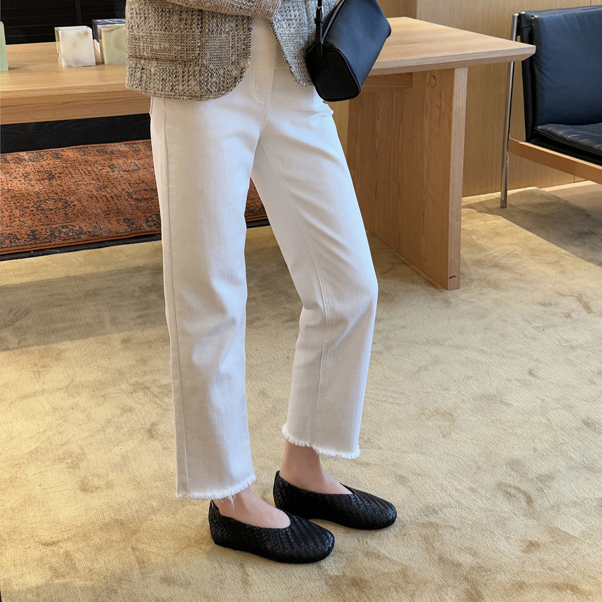 Damen Ballerinas aus hochwertigem geflochtenem Leder mit rutschfester Sohle R&B