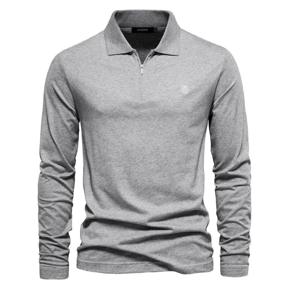 Herren Langärmliges Poloshirt mit modischem Reißverschluss und angenehmer Baumwollmischung
