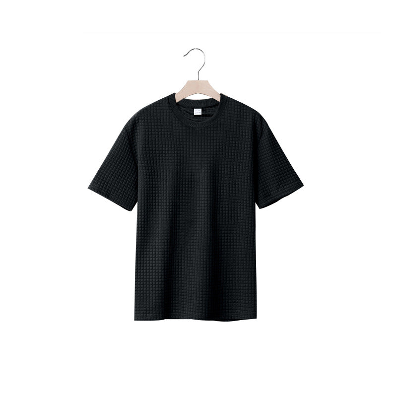 Herren lässiges Rundhals-T-Shirt mit strukturiertem Gewebe R&B
