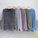 Damen Modischer Strickpullover mit strukturiertem Muster und weitem Schnitt