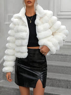 Damen Sportliche Kunstfelljacke mit strukturiertem Design