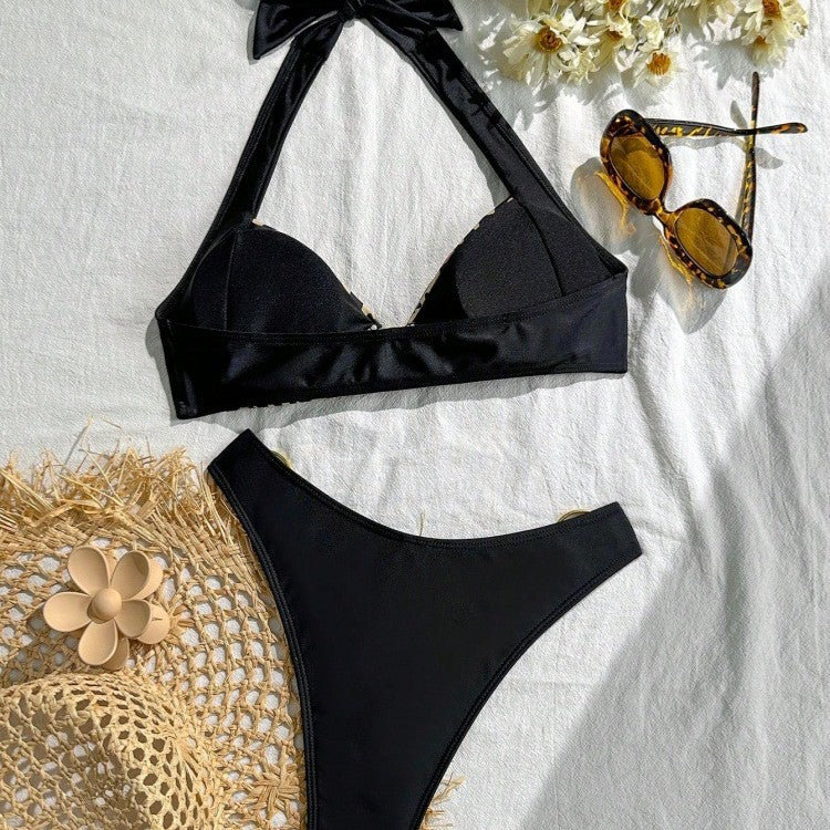 Damen Bikini-Set mit stilvollem Leopardenmuster und verstellbarem Trägersystem R&B