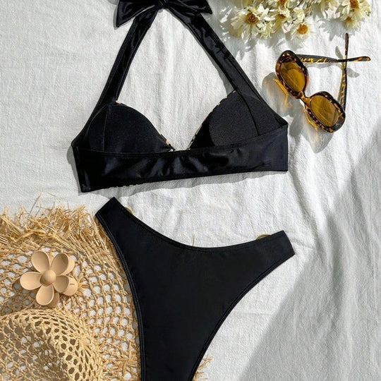 Damen Bikini-Set mit stilvollem Leopardenmuster und verstellbarem Trägersystem R&B