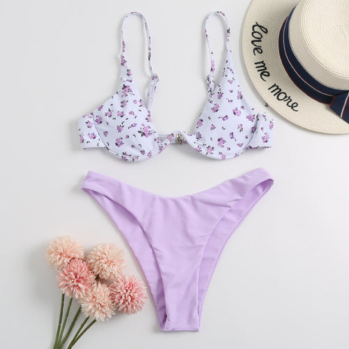 Damen Cup-Bikini-Set mit floralem Design R&B