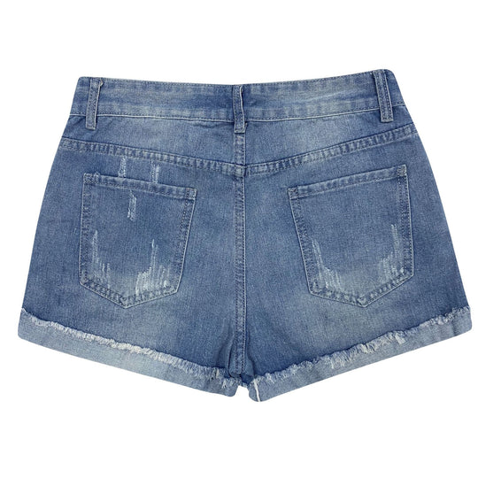 Damen Jeansshorts mit auffälligen Blumenapplikationen und lässigem Schnitt R&B