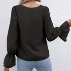 Damen elegante Bluse mit Spitzendetails und Volantärmeln