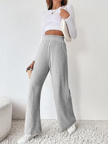Damen Weite Ripp-Hosen mit elastischem Bund R&B