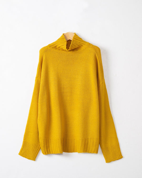 Damen hochgeschlossener Strickpullover mit strukturiertem Design R&B