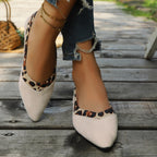 Damen elegante spitze Ballerinas mit Leopardenmuster R&B