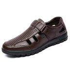 Herren Atmungsaktive Leder Sandalen mit Klettverschluss R&B